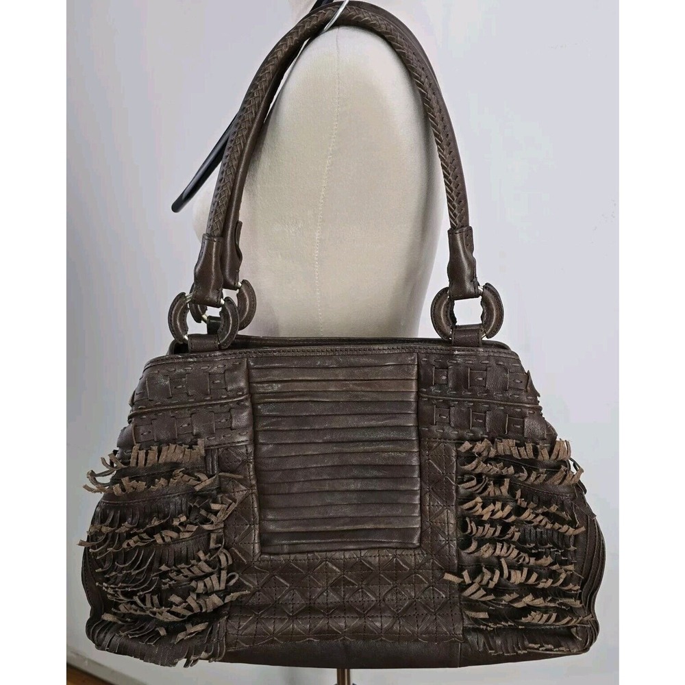 Brown‎ Leather Textured Hobo Hand Bag Purse ANTHROPOLOGIE DAVID & SCOTTI